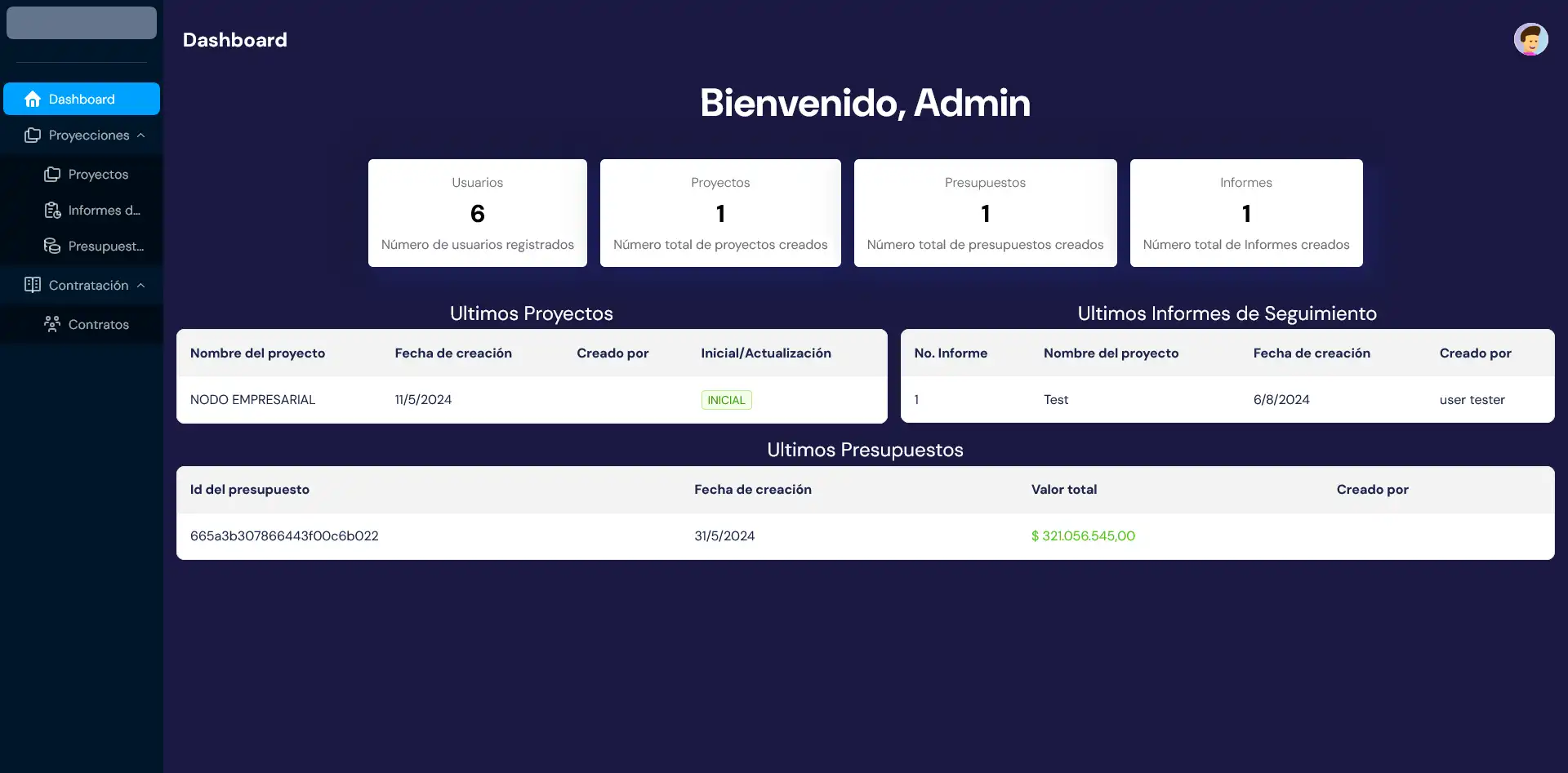 Captura de pantalla del proyecto